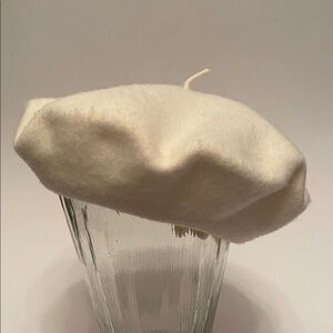 100% WOOL PARKHURST Cream Beret Classic Elegant French Avant Garde Classy Preppy
